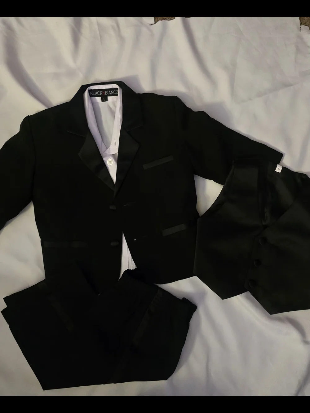 Toodler Black Formal Suit Jacket, Vest & Pants Set